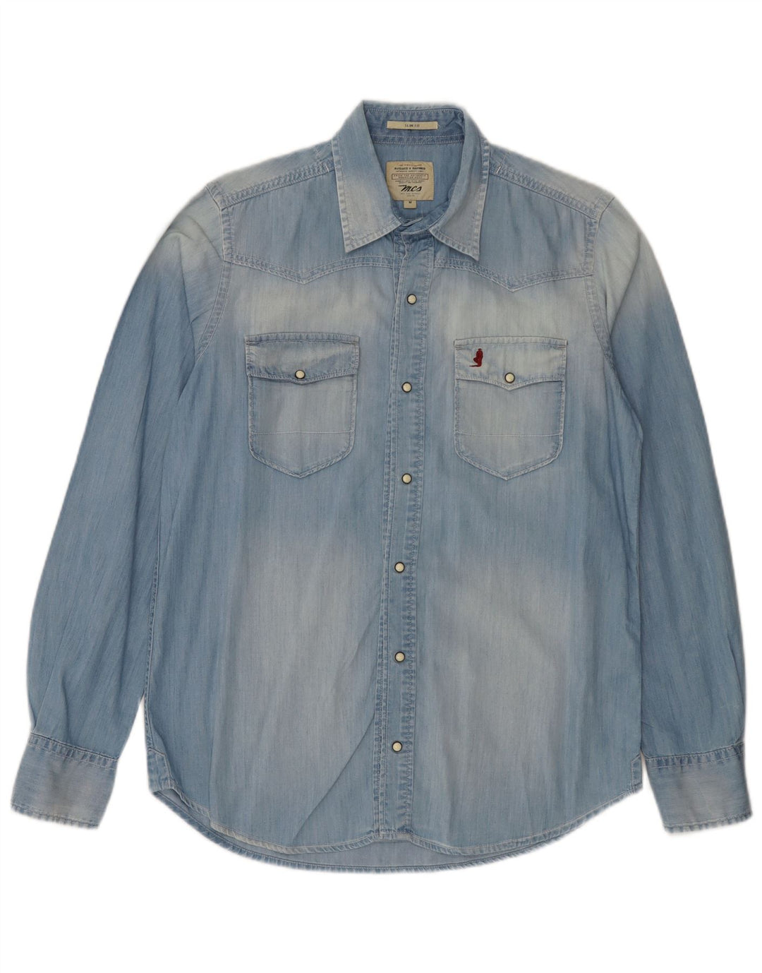 Marlboro Classics Ανδρικό Acid Wash Slim Fit Τζιν πουκάμισο μεσαίο μπλε βαμβακερό
