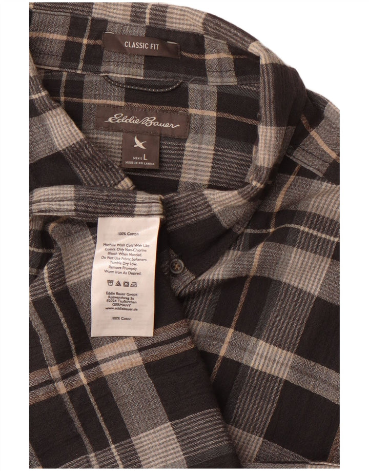 EDDIE BAUER Ανδρικό πουκάμισο Classic Fit Flannel Μεγάλο γκρι βαμβακερό