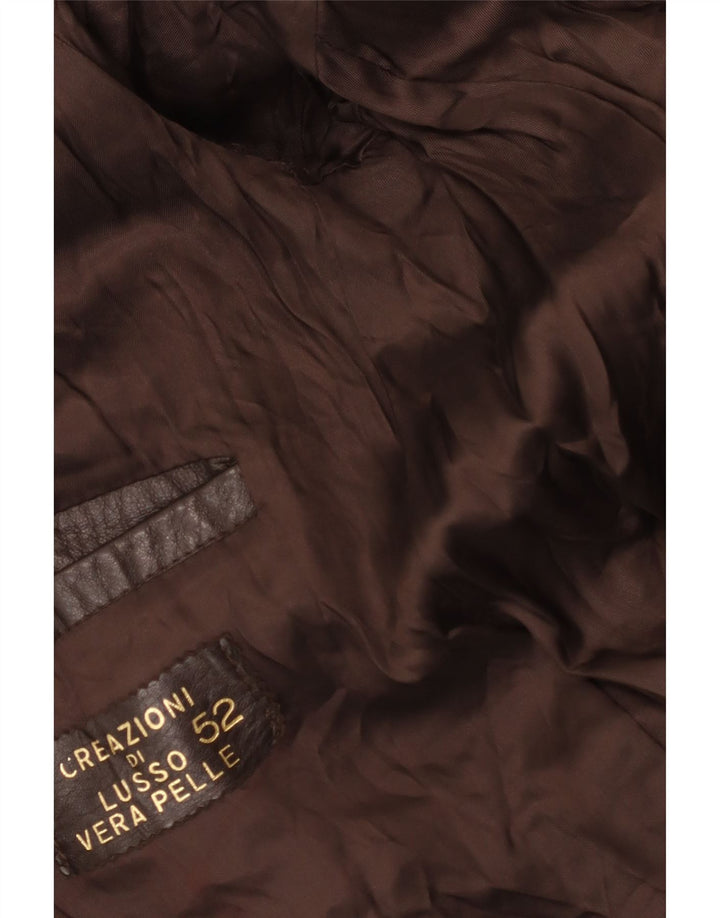 VINTAGE Γυναικείο Δερμάτινο Παλτό IT 52 2XL Καφέ Δερμάτινο