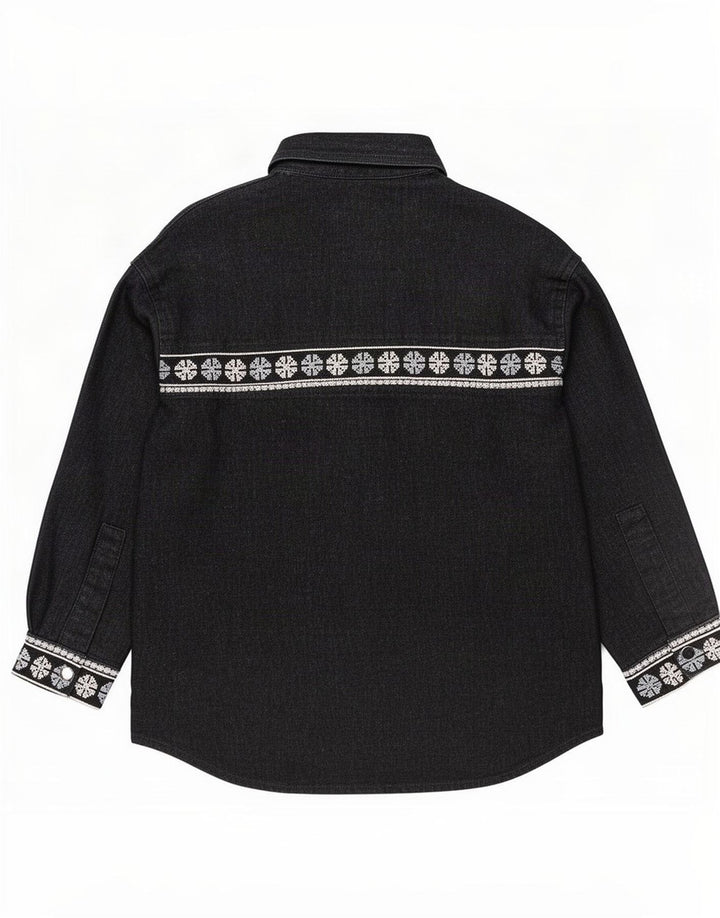 Zara Γυναικείο πουκάμισο Oversized UK 14 Μεσαίο μαύρο γεωμετρικό βαμβάκι