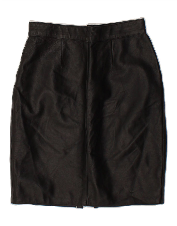 VINTAGE Womens Leather Skirt IT 40 Small W26 Black Leather Vintage Vintage and Second-Hand Vintage from Messina Hembry 