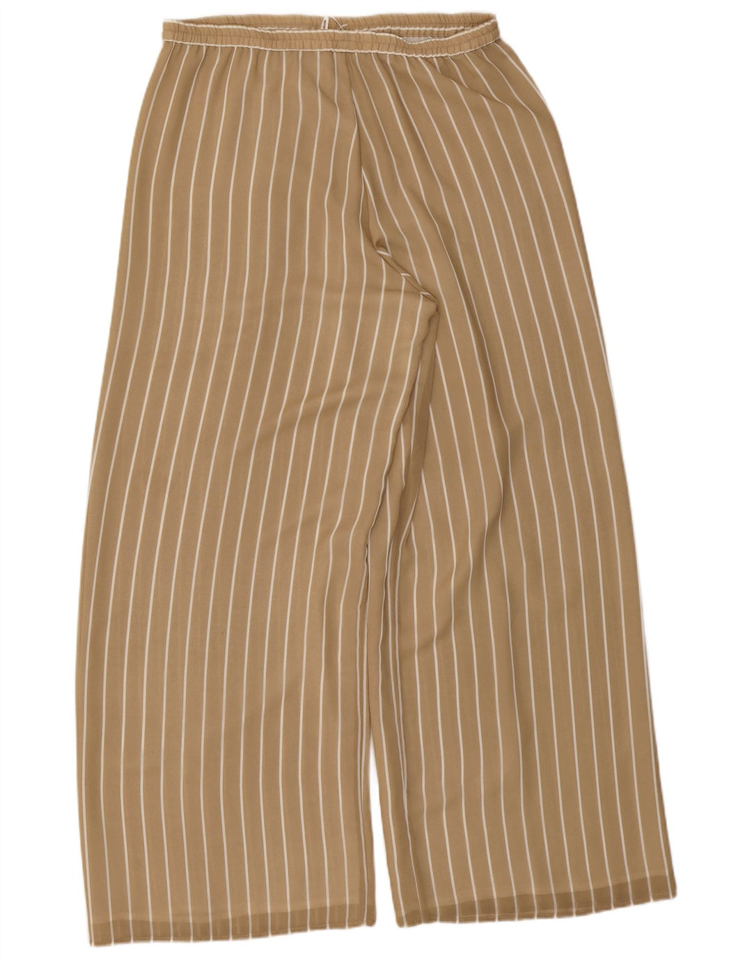 VINTAGE Γυναικείο φαρδύ παντελόνι casual W32 L31 Beige Pinstripe Polyester