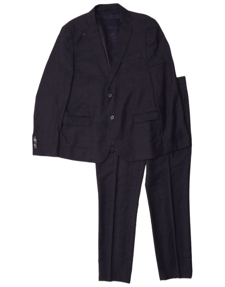 John Barritt Ανδρική φόρμα 2 τεμαχίων IT 52/54 XL W36 L31 Navy Blue Geometric