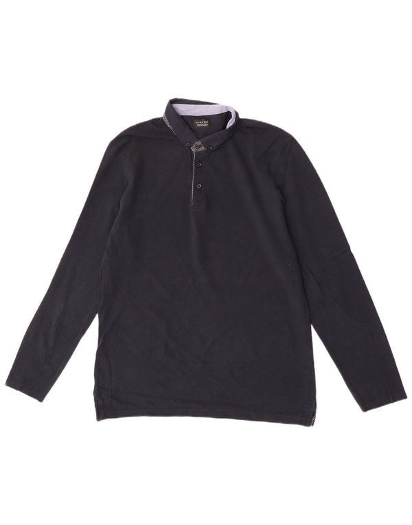 Zara Ανδρικό μακρυμάνικο πουκάμισο polo μεγάλο μπλε ναυτικό