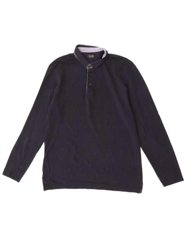 Zara Ανδρικό μακρυμάνικο πουκάμισο polo μεγάλο μπλε ναυτικό