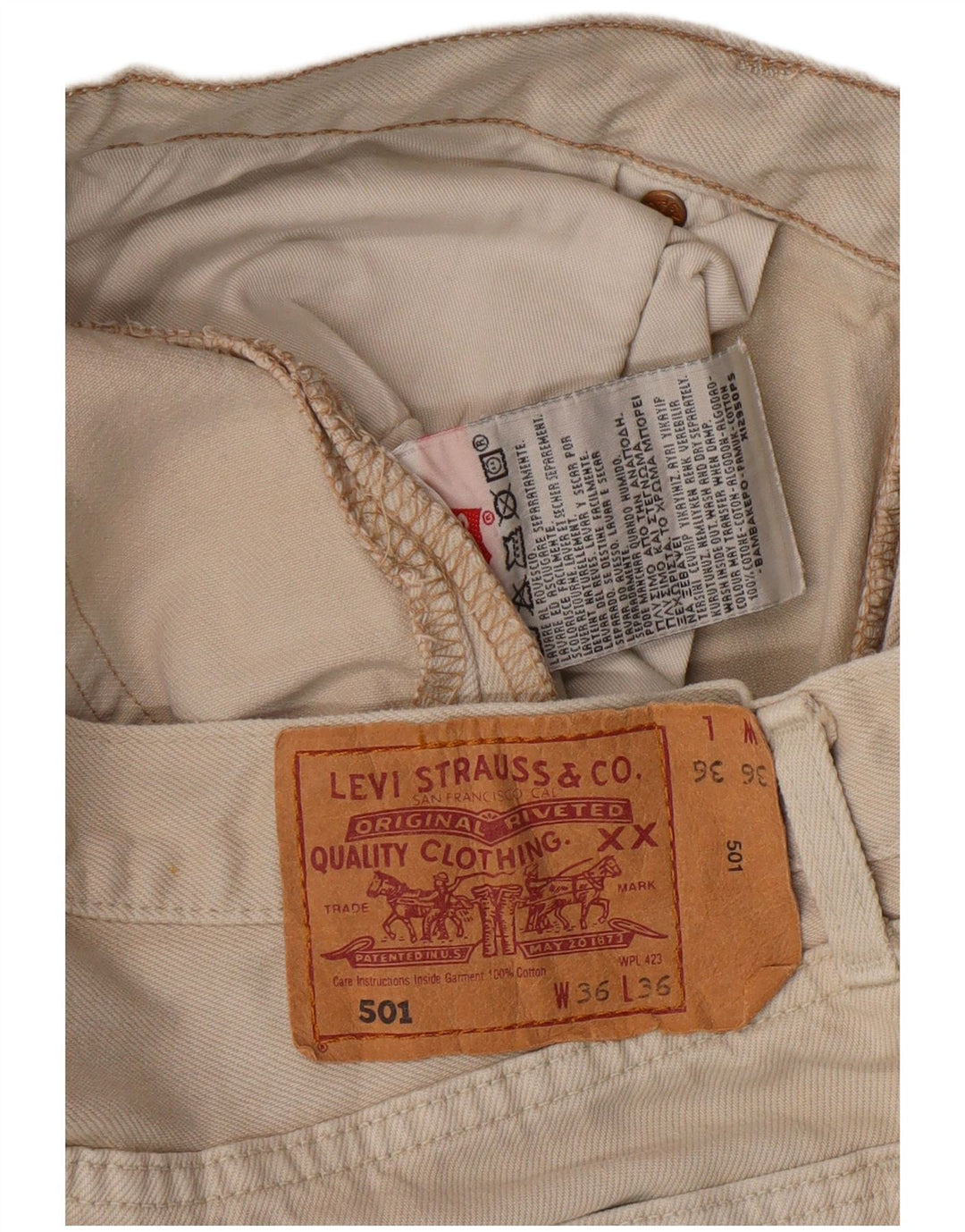 LEVI'S Ανδρικό τζιν 501 ίσιο W36 L31 Μπεζ βαμβακερό