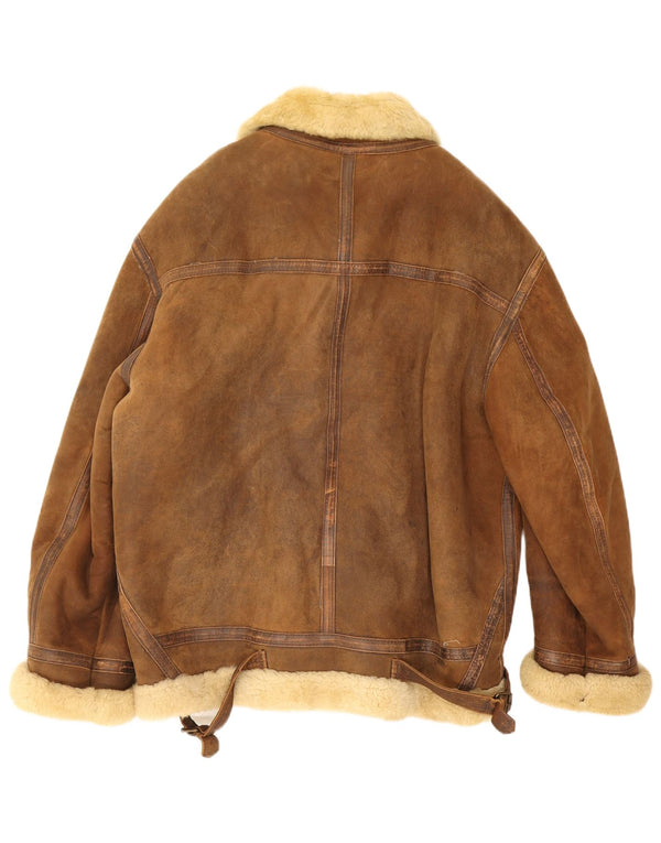 Vintage Ανδρικό Shearling Jacket UK 42 XL Brown Shearling