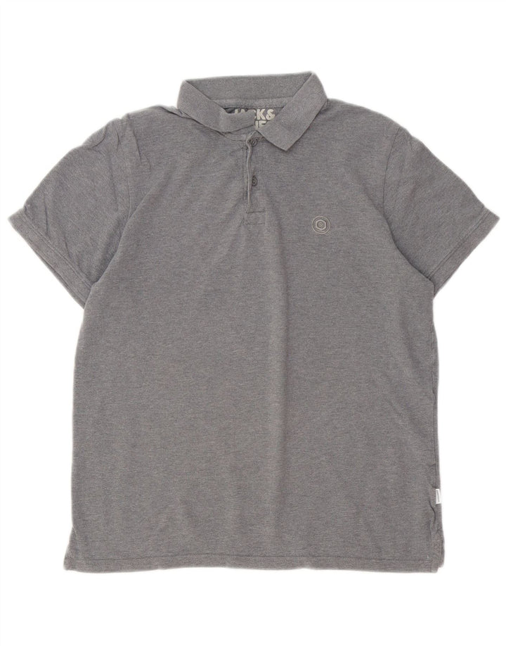 Ανδρικό μπλουζάκι πόλο Jack & Jones, βαμβακερό μεσαίο γκρι