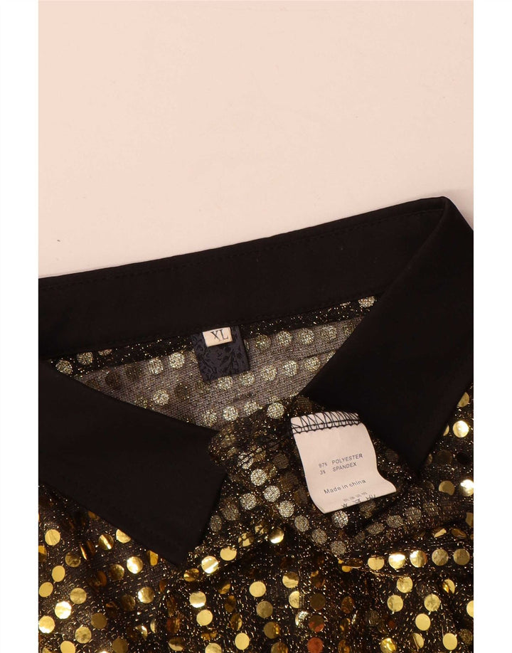 Vintage γυναικείο πουκάμισο μπλούζα UK 18 XL Gold Polyester