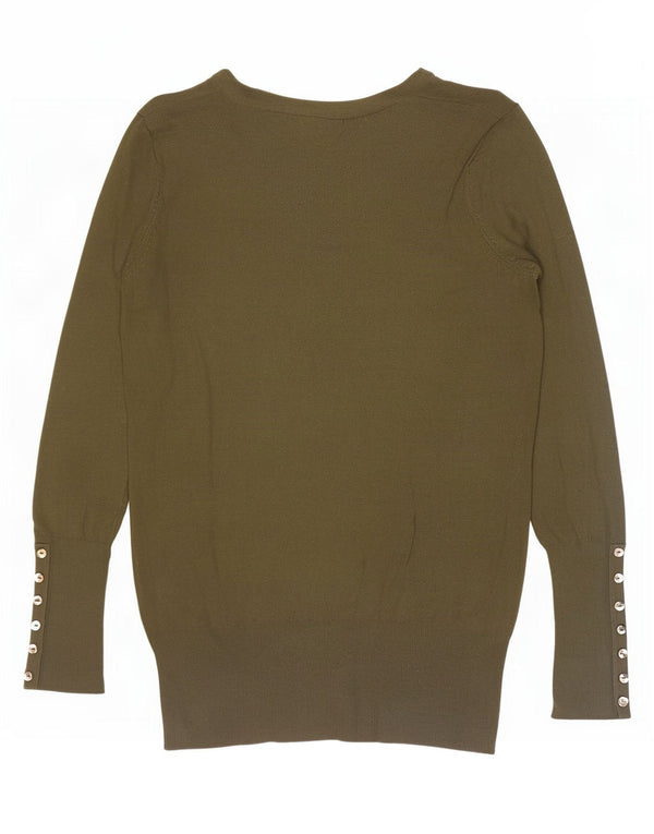 Zara Γυναικείο πουλόβερ με λαιμόκοψη UK 14 Large Khaki Rayon
