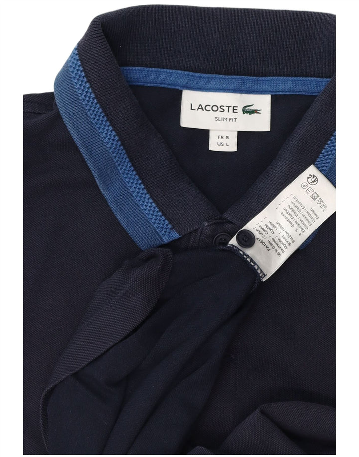 LACOSTE Ανδρικό πουκάμισο Polo Slim Fit Μέγεθος 5 Μεγάλο Βαμβακερό Navy Blue