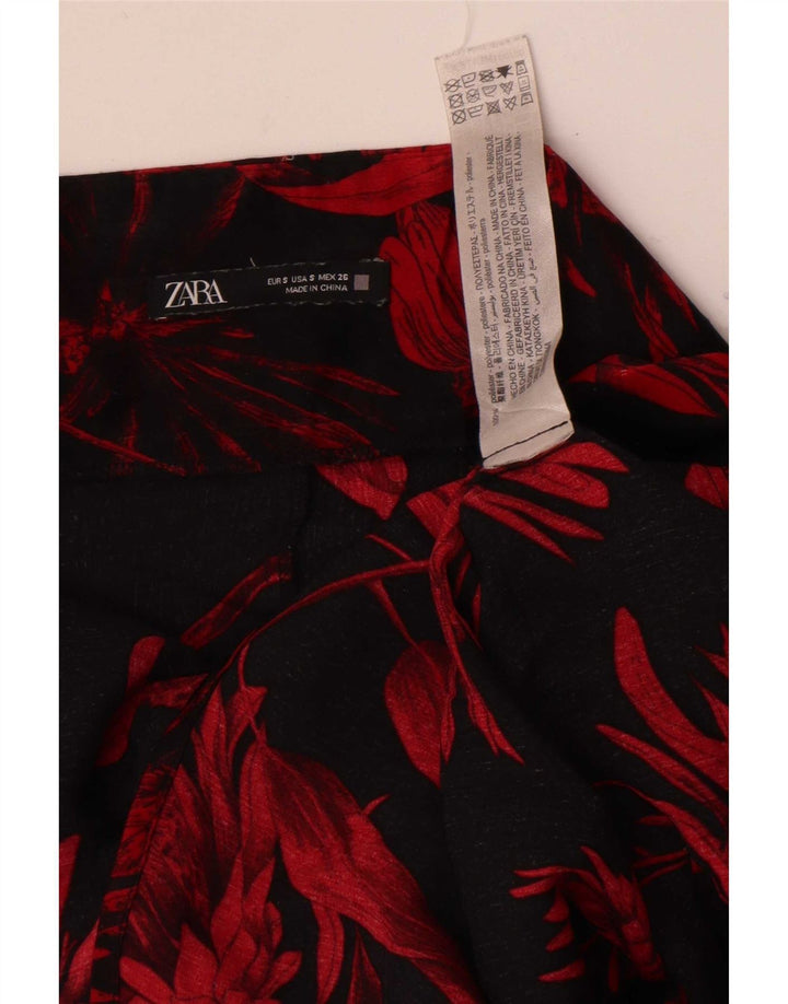 Zara Γυναικεία Μίνι Φούστα Small W26 Black Floral Polyester