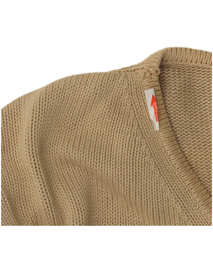 Massimo Dutti Ανδρικό πουλόβερ με λαιμόκοψη V-λαιμόκοψη μεγάλο μπεζ βαμβακερό