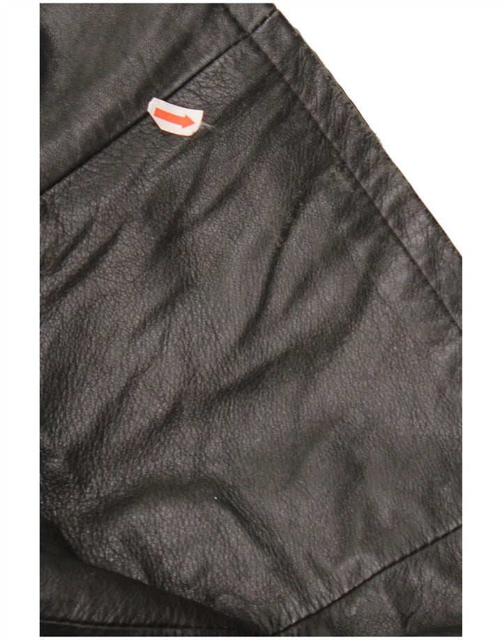 VINTAGE Γυναικείο Δερμάτινο Παλτό IT 48 XL Μαύρο