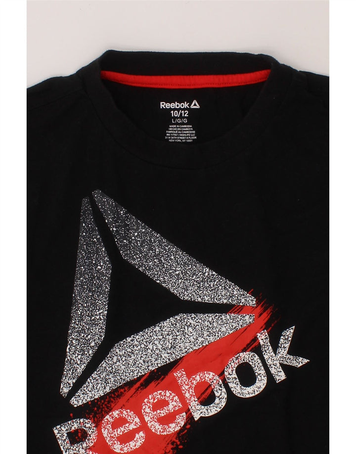 REEBOK Boys Graphic Vest Top 10-11 Years Large  Black Cotton Vintage Reebok and Second-Hand Reebok from Messina Hembry 