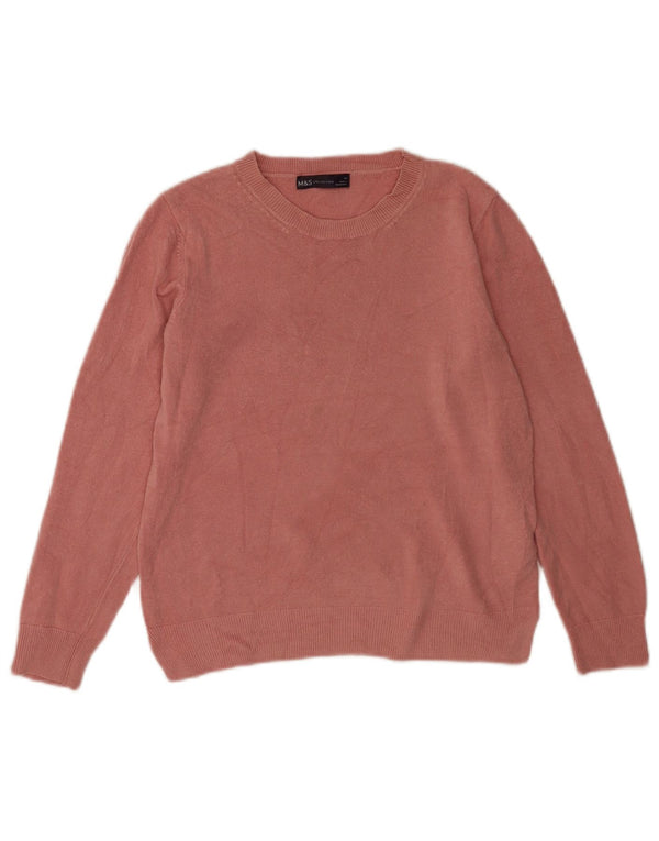 Marks & Spencer Γυναικείο πουλόβερ με λαιμόκοψη UK 14 Medium Pink Acrylic