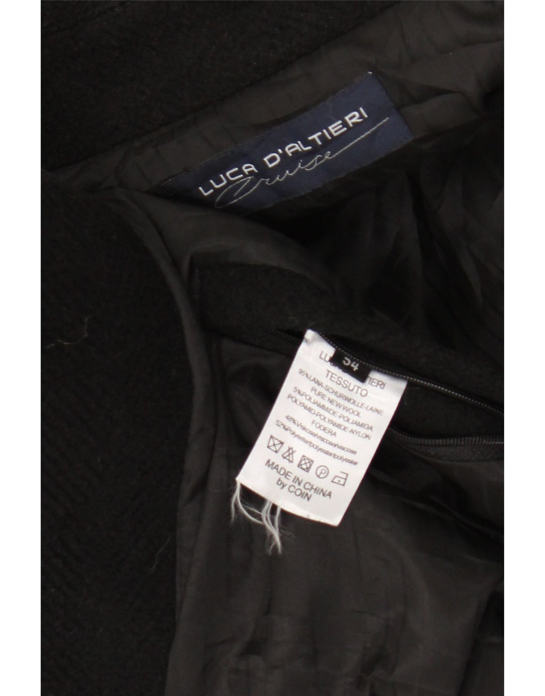 Luca D'altieri Ανδρικό παλτό Duffle IT 54 2XL Μαύρο Μαλλί