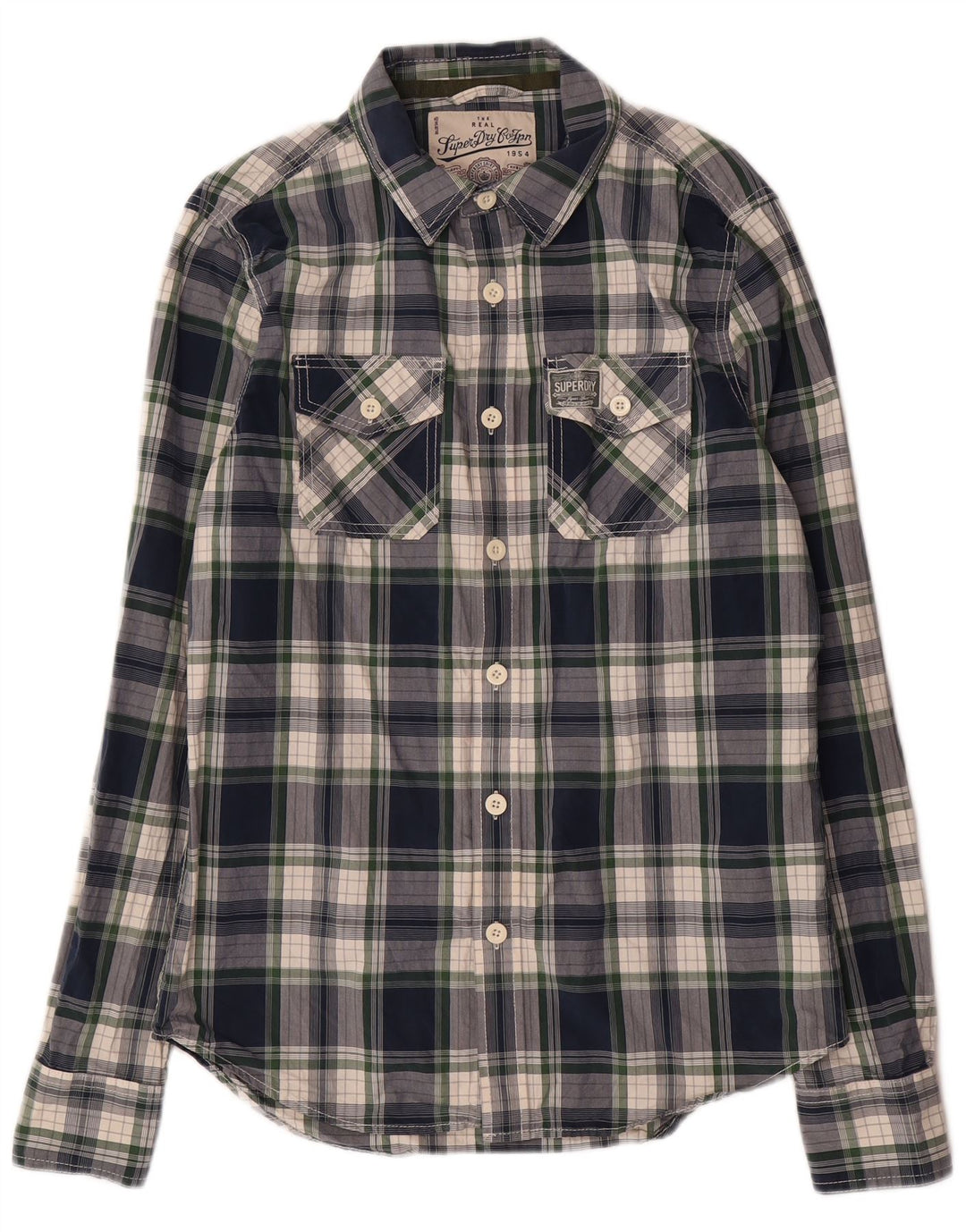 Ανδρικό πουκάμισο SUPERDRY Large Navy Blue Check Cotton