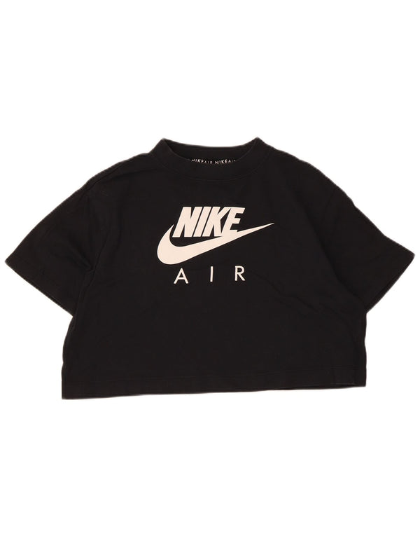 Γυναικείο μπλουζάκι Nike Crop γραφικό τοπ UK 6 XS μαύρο