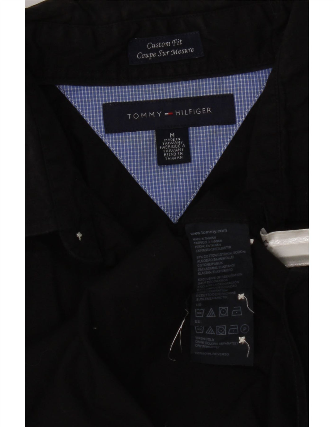Ανδρικό πουκάμισο Tommy Hilfiger Custom Fit Μεσαίο μαύρο βαμβακερό