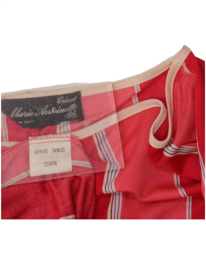 VINTAGE Γυναικεία Μπλούζα Batwing Top IT 44 Ακρυλικό μεσαίο κόκκινο ριγέ