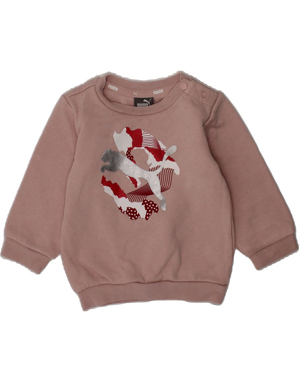 PUMA Baby Girls Graphic Sweatshirt Jumper 3-6 Months Pink Cotton