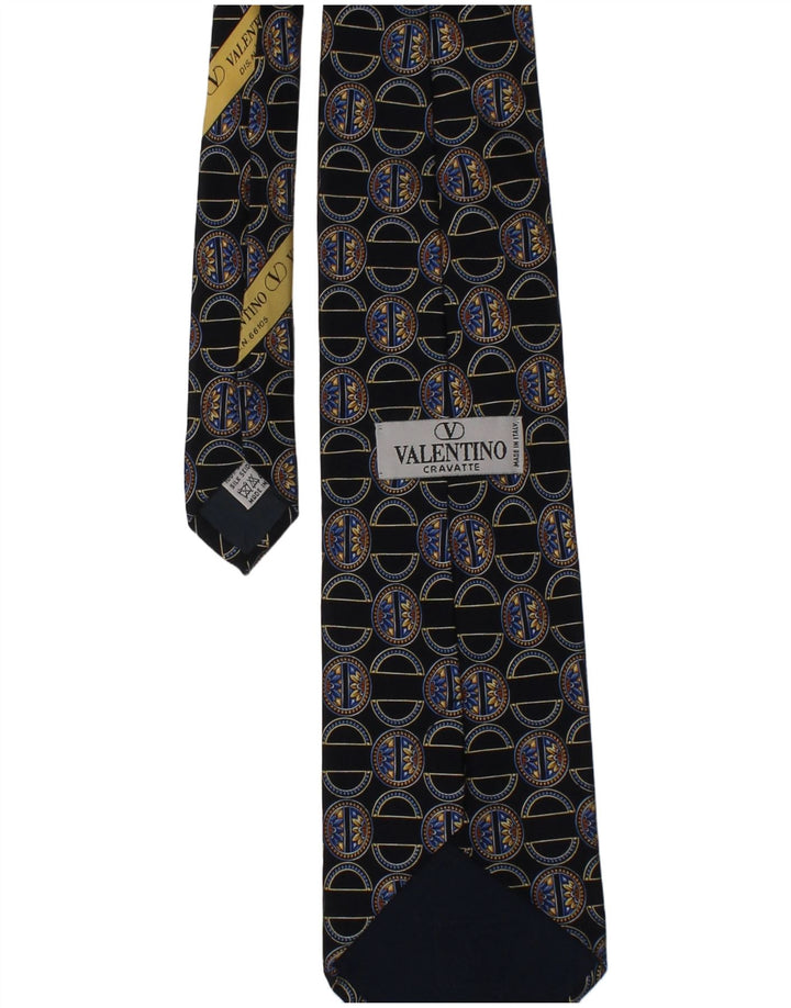 Valentino Ανδρική γραβάτα Cravatte One Size Navy Blue Geometric Silk Designer