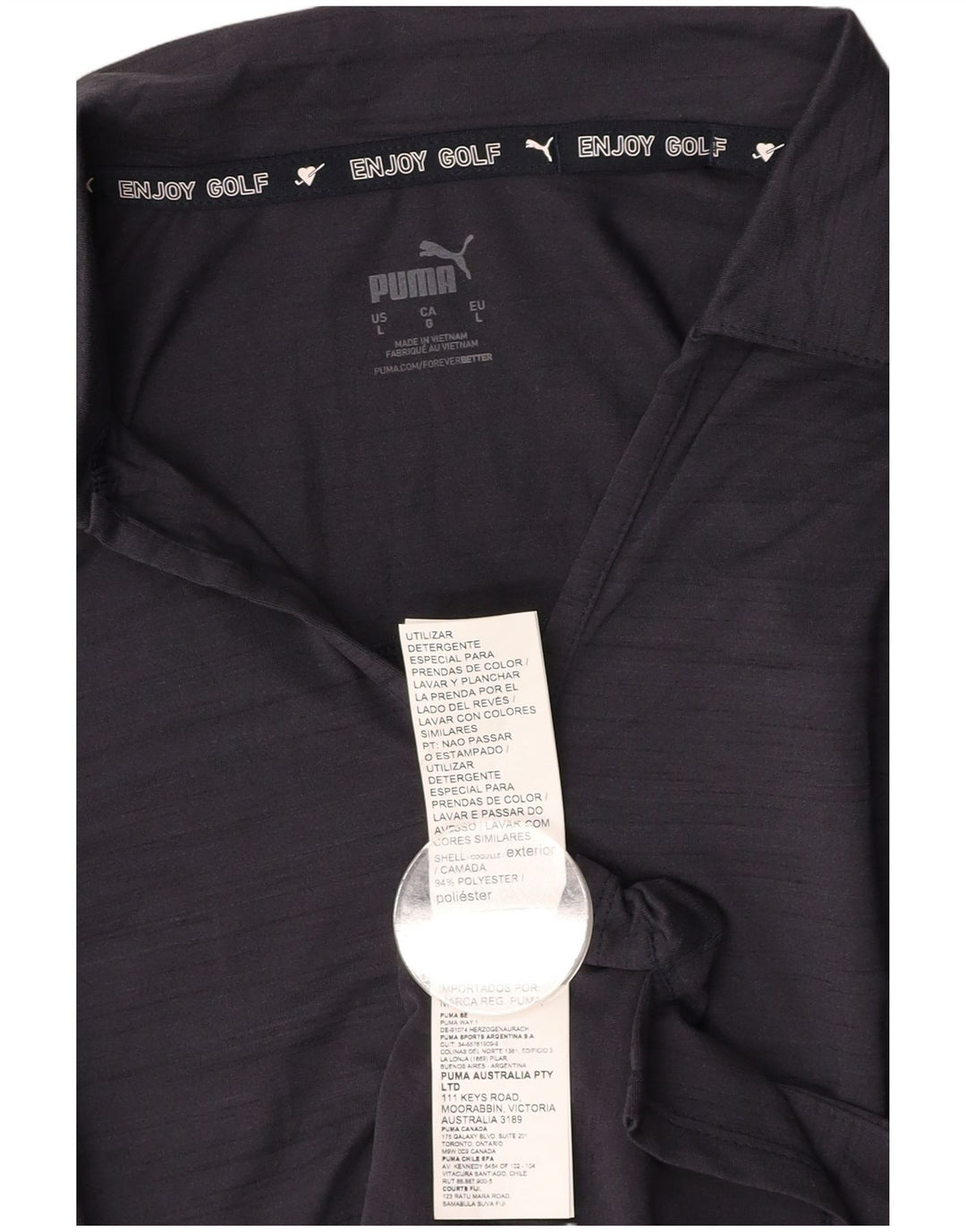 Γυναικείο μπλουζάκι πόλο PUMA UK 14 Large Navy Blue Flecked Polyester