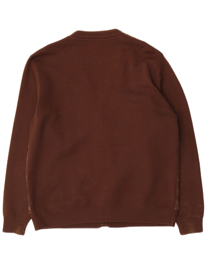 Ανδρικό πουλόβερ Il Granchio Suede Cardigan Μεγάλο Καφέ Μαλλί