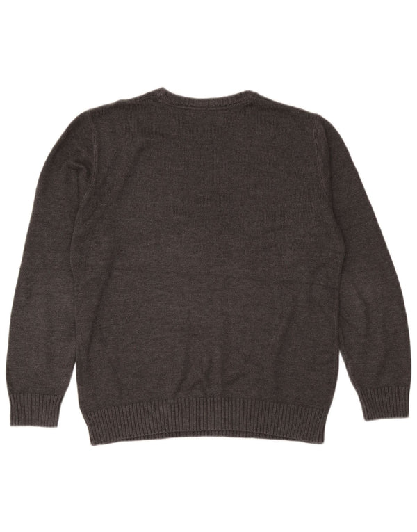 Ανδρικό πουλόβερ με λαιμόκοψη Crew Clothing, Μεσαίο γκρι βαμβακερό