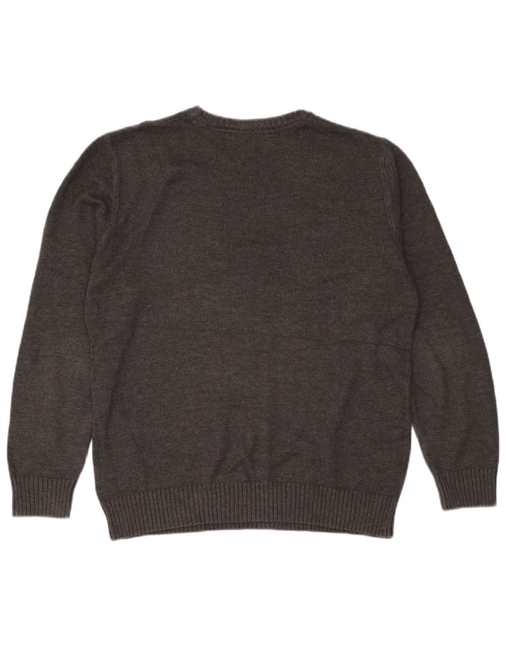 Ανδρικό πουλόβερ με λαιμόκοψη Crew Clothing, Μεσαίο γκρι βαμβακερό
