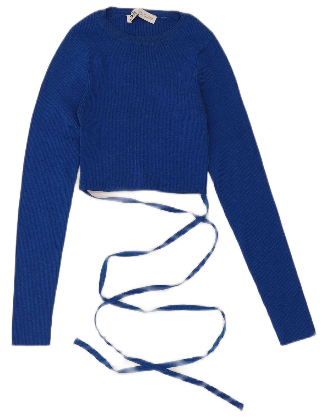 ZARA Γυναικείο πουλόβερ με λαιμόκοψη με λαιμόκοψη UK 8 Small Blue Viscose