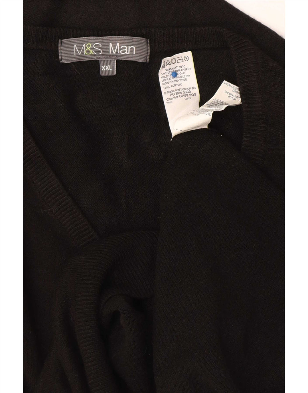 Marks & Spencer Ανδρικό πουλόβερ με λαιμόκοψη 2XL μαύρο ακρυλικό