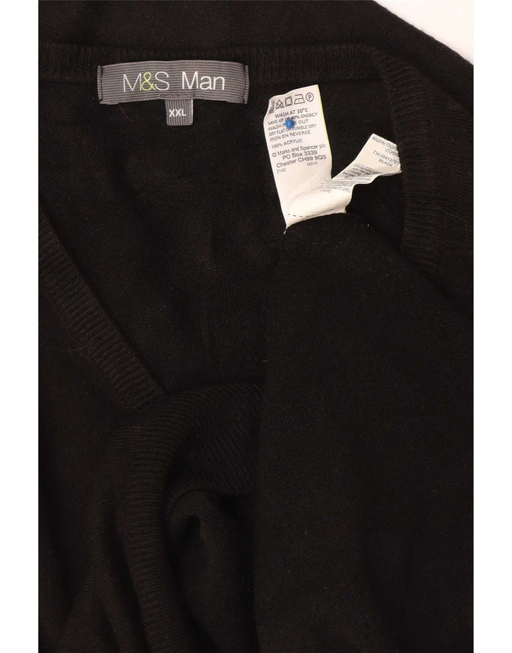 Marks & Spencer Ανδρικό πουλόβερ με λαιμόκοψη 2XL μαύρο ακρυλικό