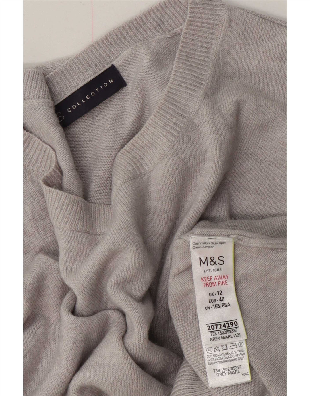 Marks & Spencer Γυναικείο πουλόβερ με λαιμόκοψη UK 12 Medium Grey