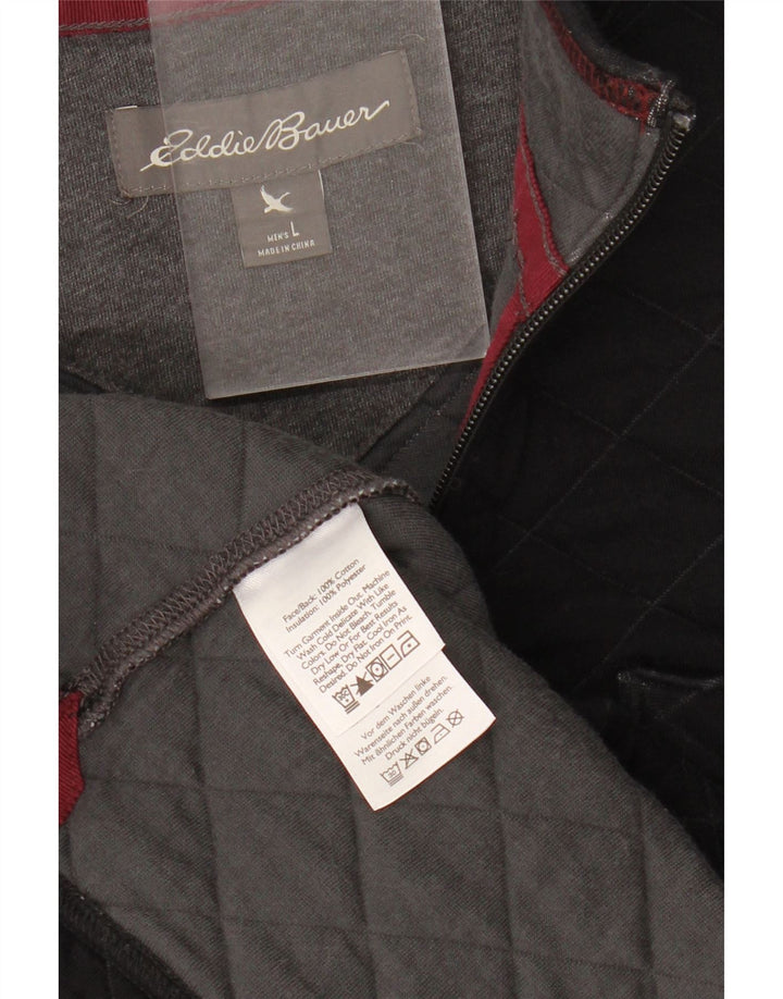Ανδρικό φούτερ με φερμουάρ Eddie Bauer, μαύρο βαμβακερό