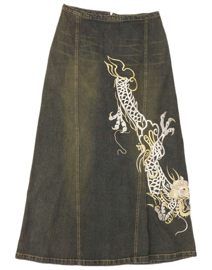 VINTAGE Γυναικεία τζιν φούστα UK 12 μεσαία W30 μπλε βαμβακερή