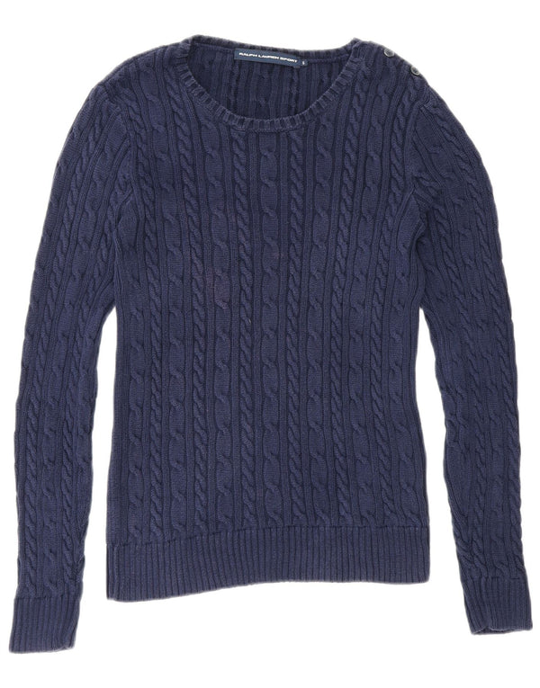 Ralph Lauren Γυναικείο πουλόβερ με λαιμόκαυστο UK 10 Small Navy Blue Cotton