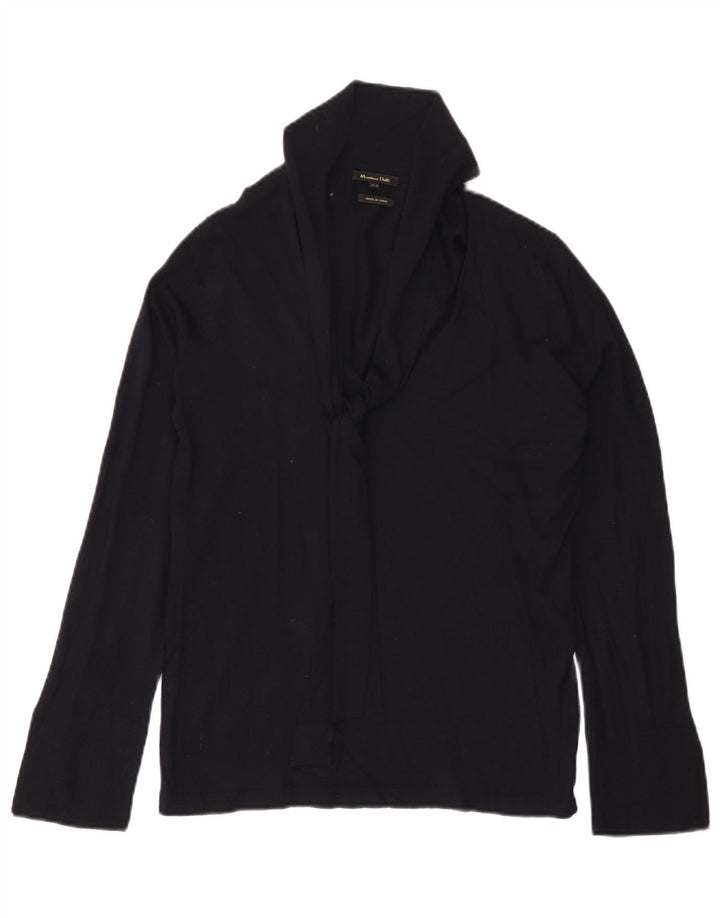 Massimo Dutti Γυναικείο πουλόβερ με σάλι με λαιμόκοψη UK 12 Medium Navy Blue
