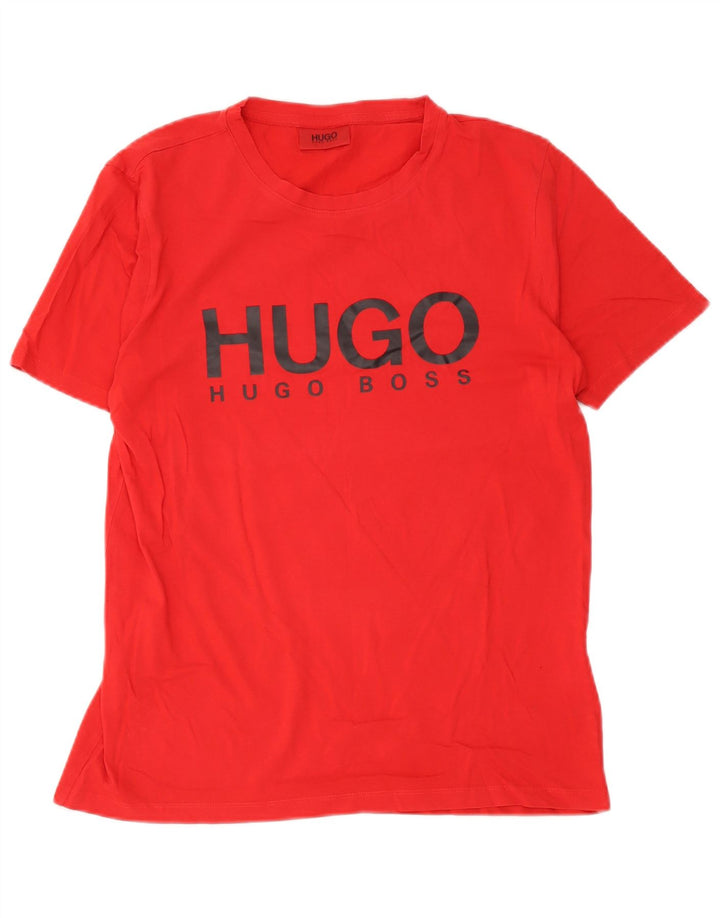 Ανδρικό γραφικό μπλουζάκι Hugo Boss Τοπ Μικρό κόκκινο βαμβακερό