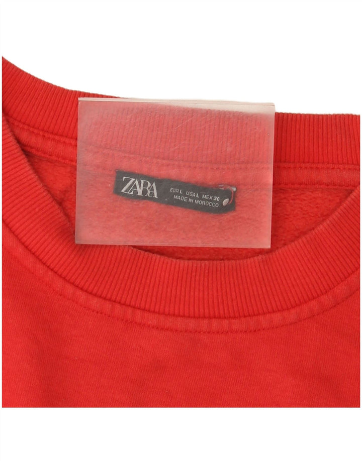 Zara Γυναικεία Φούτερ Jumper UK 16 Large Red
