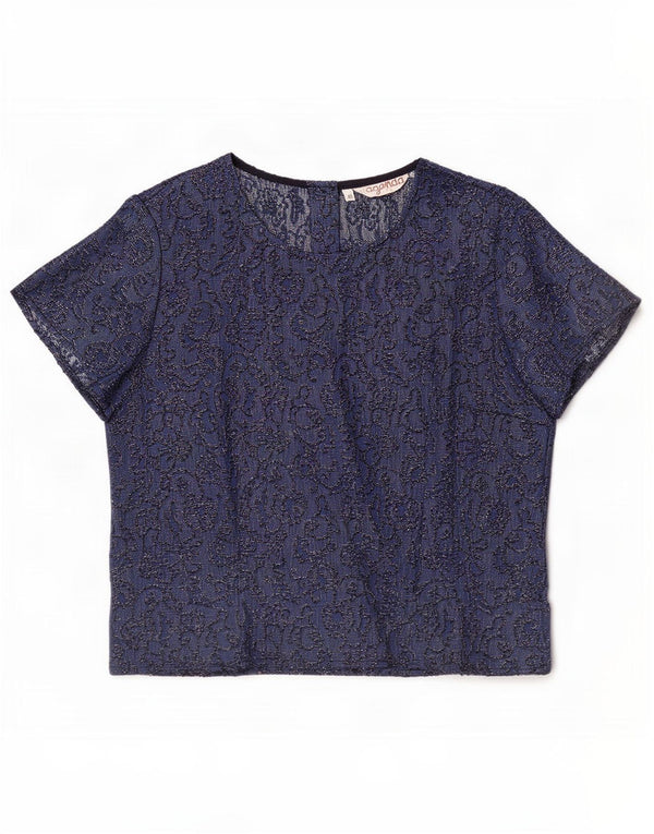 Agenda Γυναικεία Μπλούζα Top IT 46 Large Navy Blue Floral Acetate