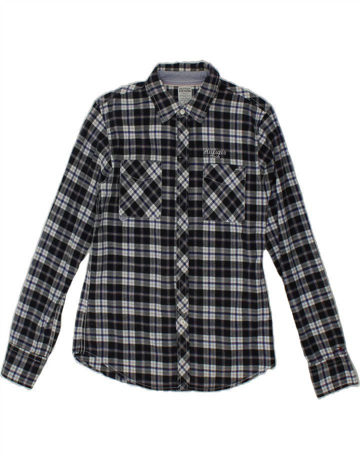 TOMMY HILFIGER Mens Shirt Small Black Check Cotton Vintage Tommy Hilfiger and Second-Hand Tommy Hilfiger from Messina Hembry 