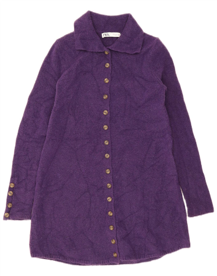 Zara Γυναικεία ζακέτα Longline UK 10 Small Purple Polyester