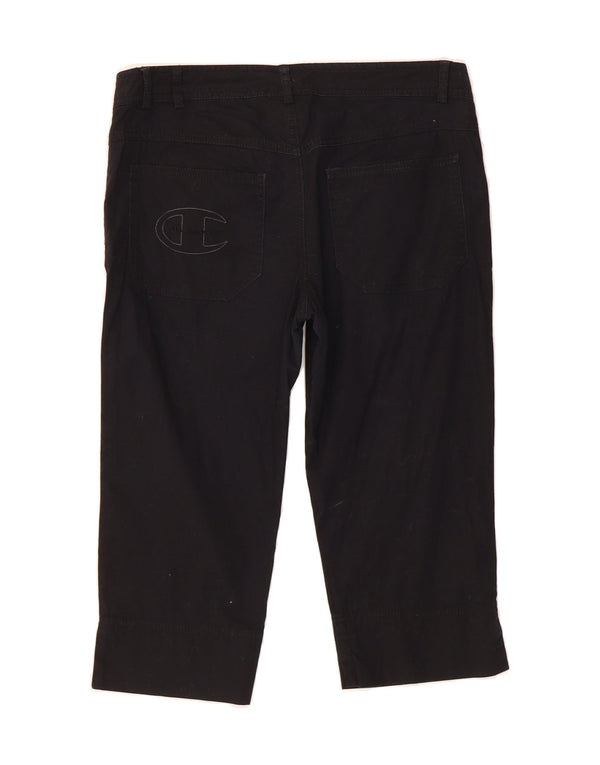 CHAMPION Womens Straight Capri Trousers Medium W30 L17 Black Cotton