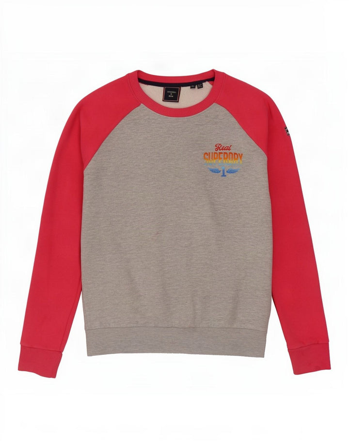 Superdry γυναικείο φούτερ μεγάλου μεγέθους Jumper UK 10 Small Grey Colourblock