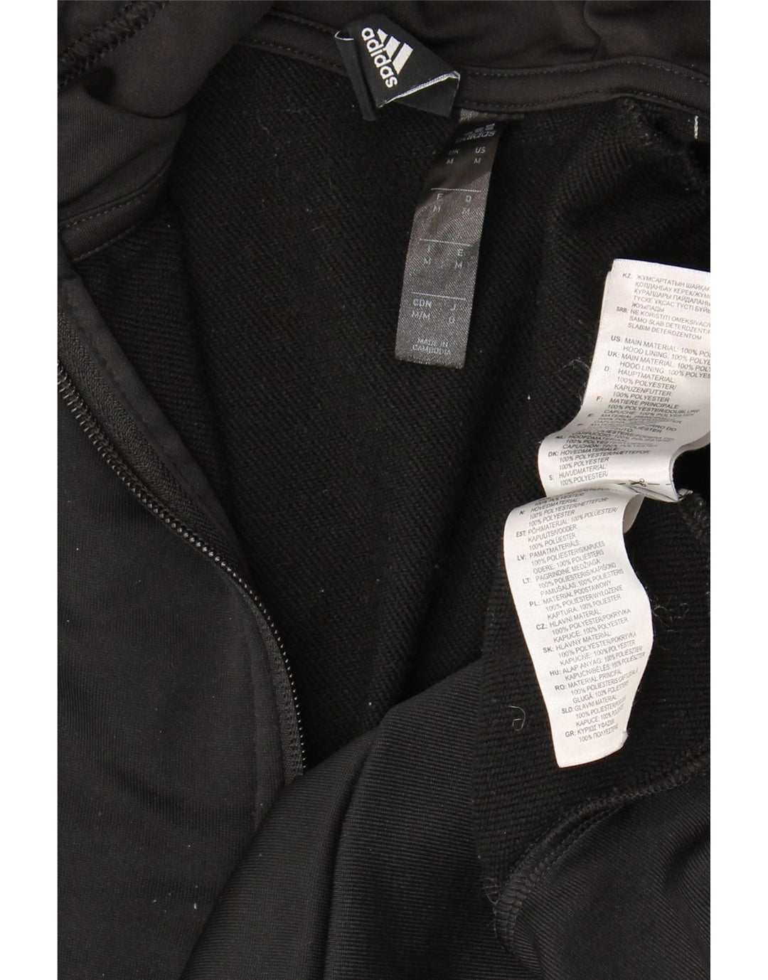 ADIDAS Mens Climalite Zip Neck Hoodie Jumper Medium Black Polyester Vintage Adidas and Second-Hand Adidas from Messina Hembry 