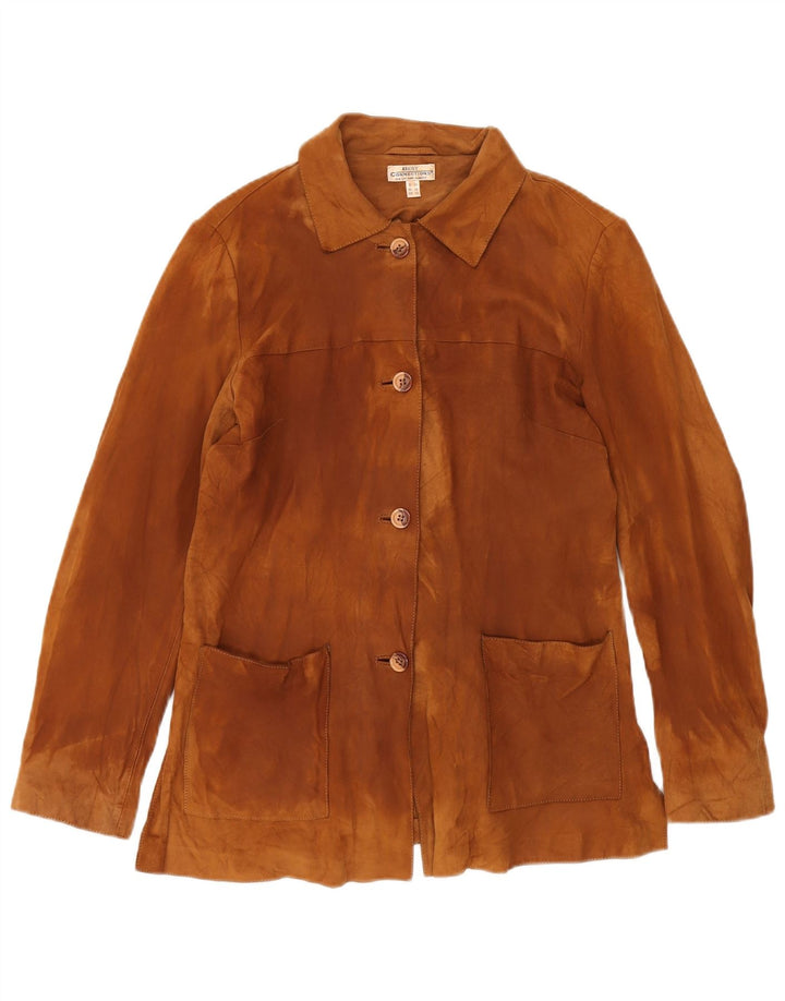 Vintage Γυναικείο Suede Jacket UK 12 Medium Brown Δερμάτινο Classic
