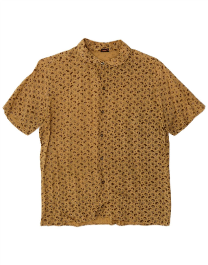Vintage Ανδρικό κοντομάνικο πουκάμισο Medium Beige Paisley