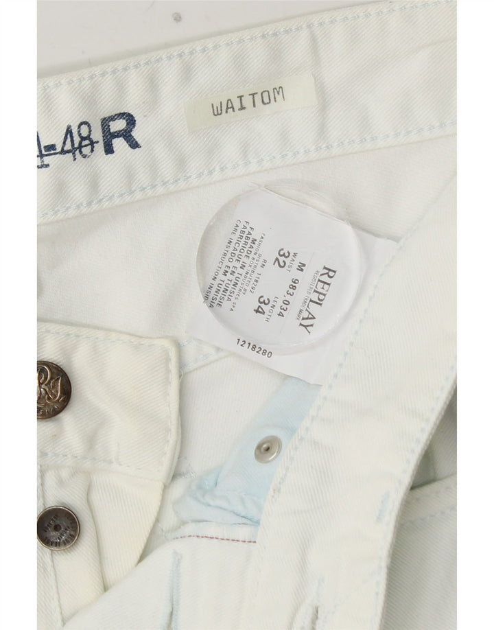 REPLAY Ανδρικό τζιν Waitom Straight W32 L34 Λευκό βαμβακερό